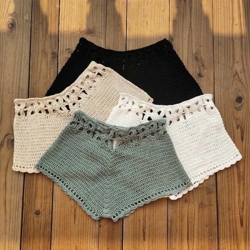 Boring Honey Fashion New Handmade Crochet Bikini Bottom Sexy Beach Holiday Swimwear Women Knitted Swimming Briefs Swim Shorts