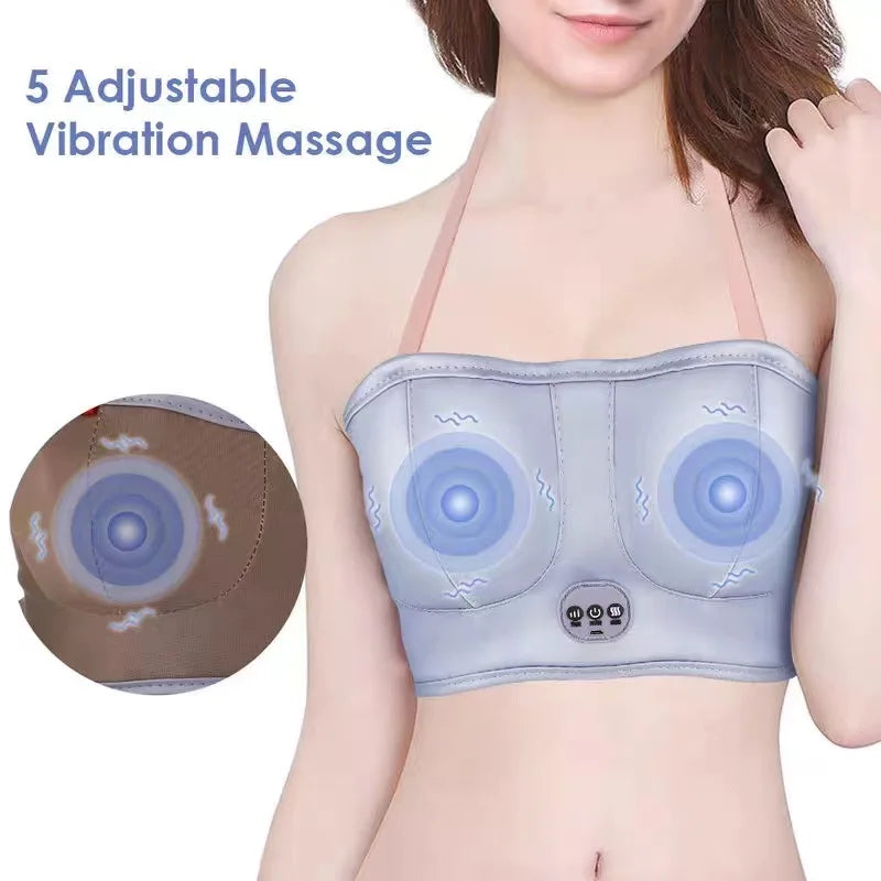 Wireless Electric Massage Bra Compress Vibration Chest Massager Home Breast Care Rechargeable Skin Friendly Relaxing Ergonomic
