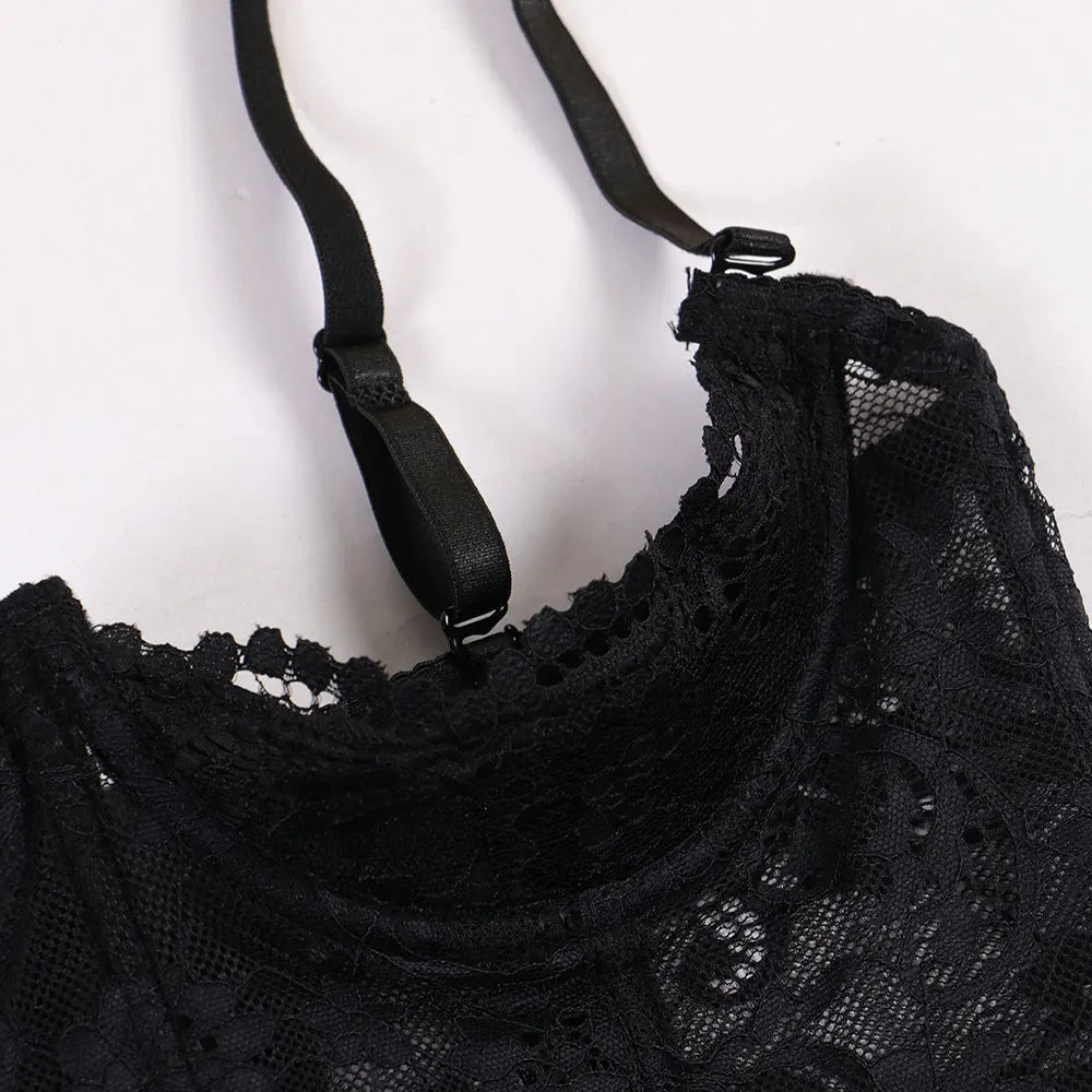 Sexy Black Lace Corset Women Corset Waist Bustier Open Crotch Body Shaper Lingerie Adjustable Belly Corsets Clothing Accessories
