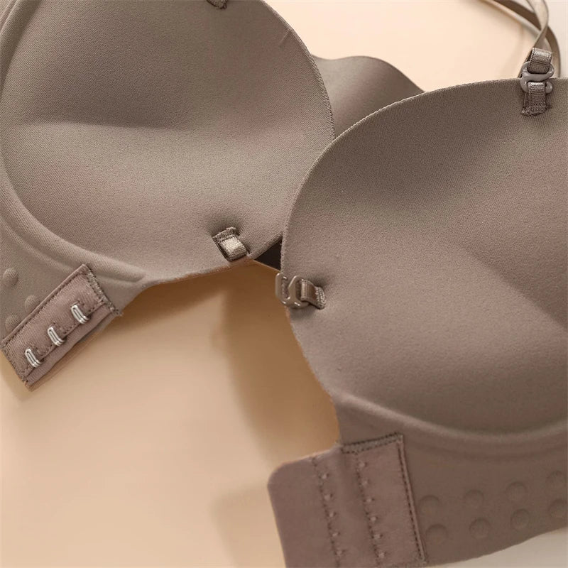Women's Push-up Strapless Bras Front Buckle Brassiere Sexy Girls Small Chest Underwear Breathable Gathered Bralette Lingerie