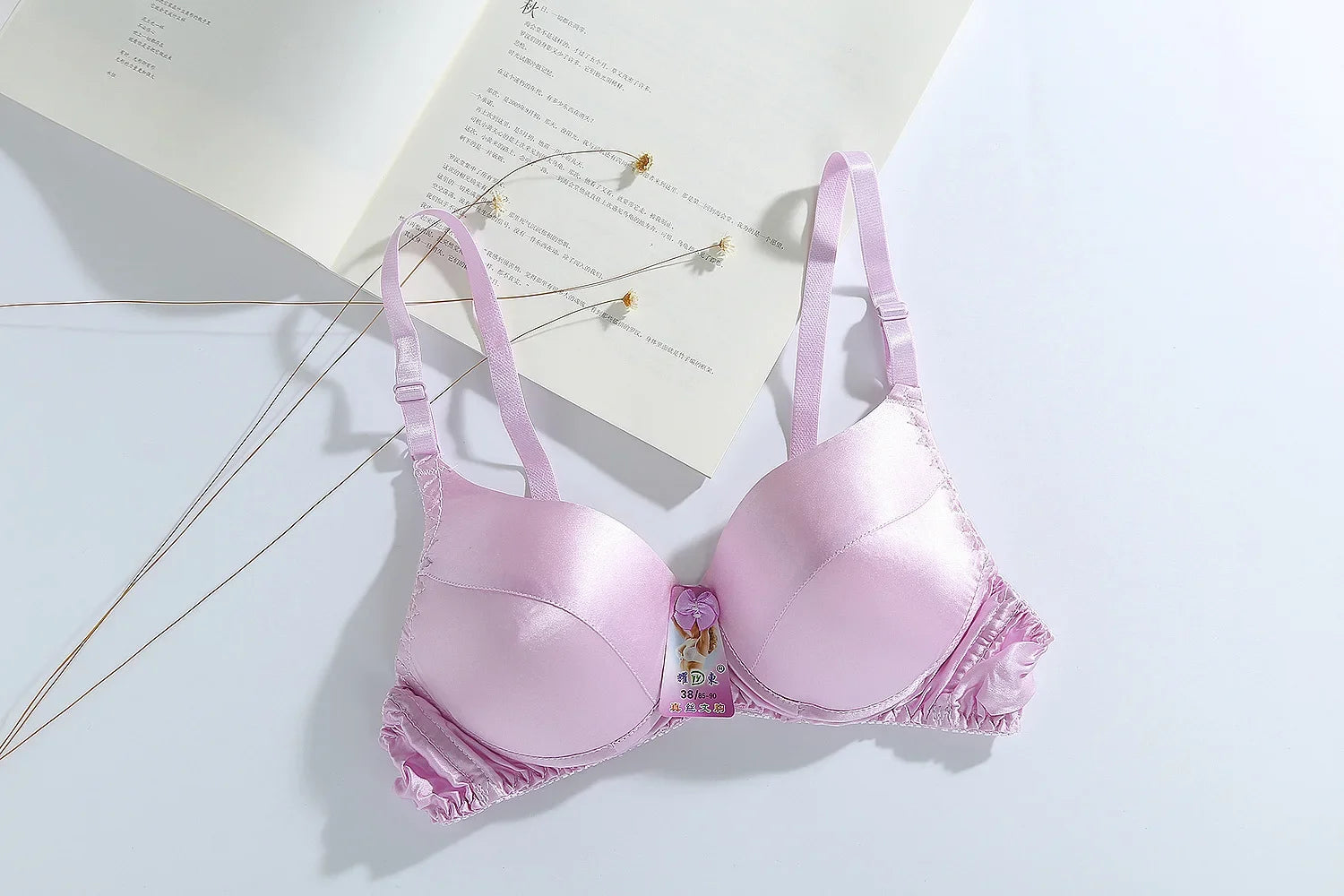 Comfortable Double Sided Silk Bra Without Steel Rims for Women B Cup Thin Oversized Wireless Bra  Soft Comfort Lingerie