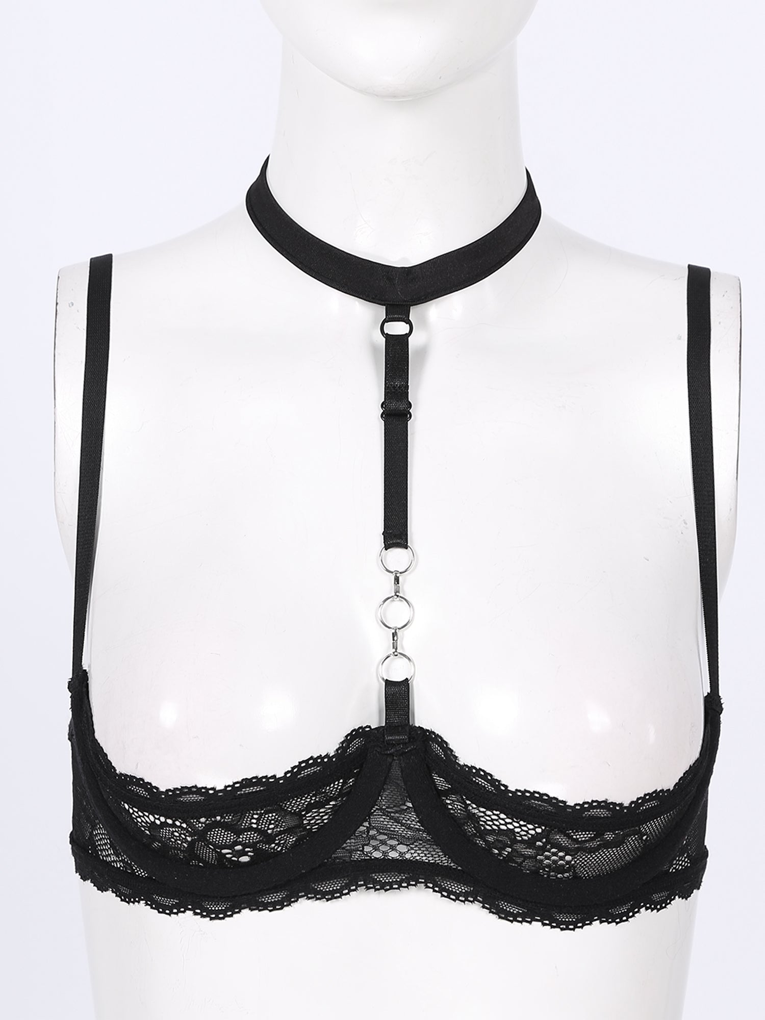 Women Hot Sexy Bras See-through Lace Unlined Wireless Bra Tops Female Halter Neck Strappy Hollow Out Nipples Lingerie Brassiere