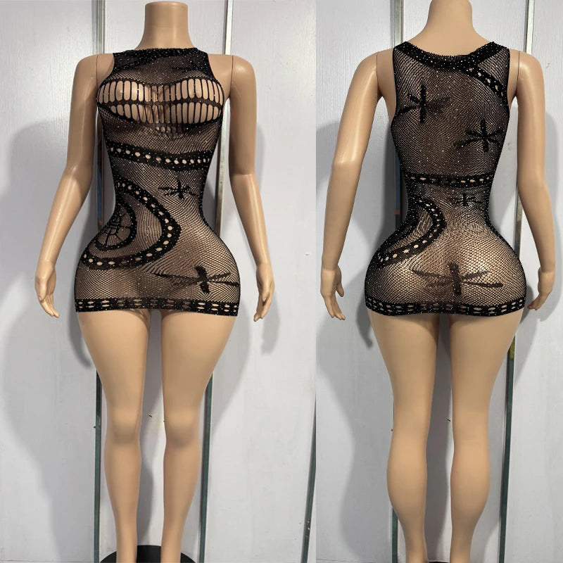 Lingerie Set for Women Lace Transparent Bodystockings Sexy Costumes Crotchless Sleepwear Female Sex  Babydoll Dress