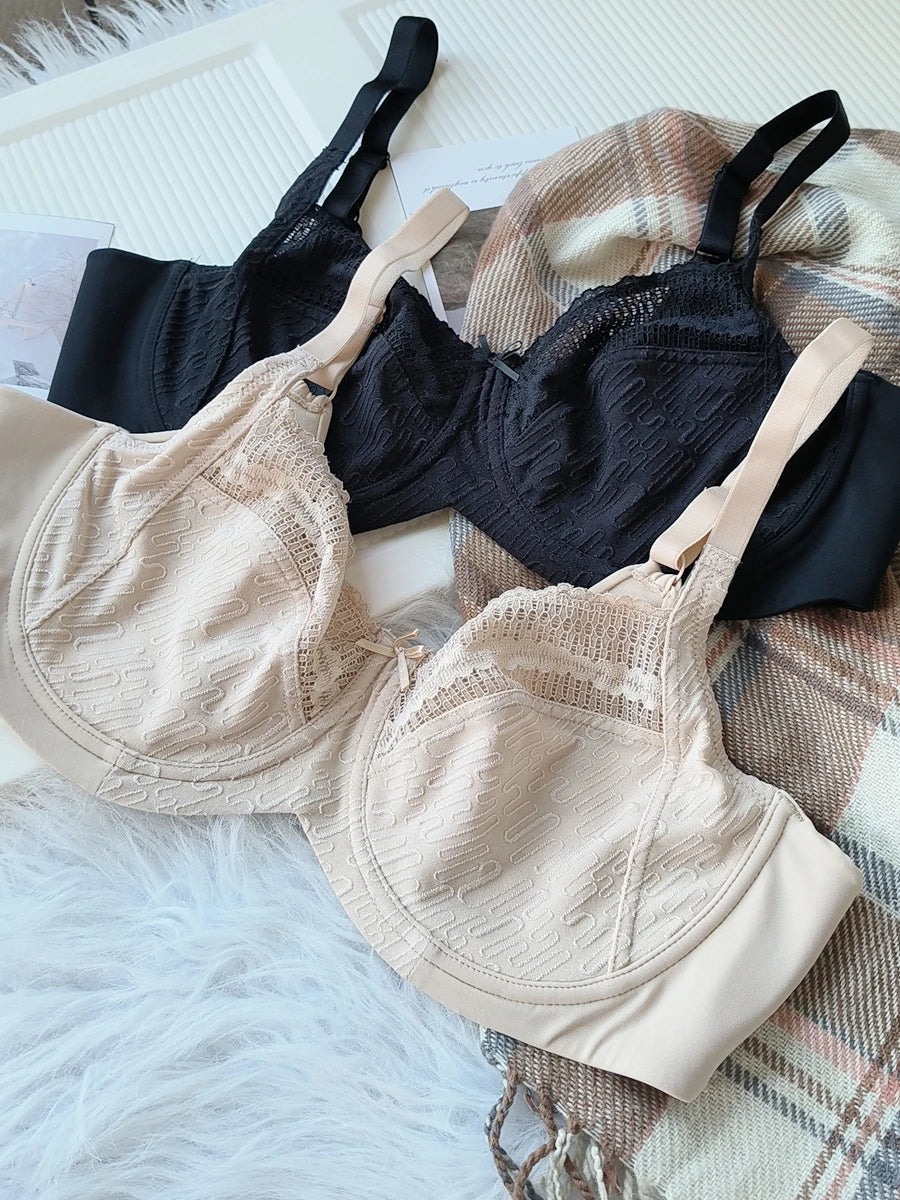 Women's Lace Minimizer Bras Full Coverage Non-Padded Underwire Lingerie Unlined Sexy Bralette 75 80 85 90 95 100 B C D E F