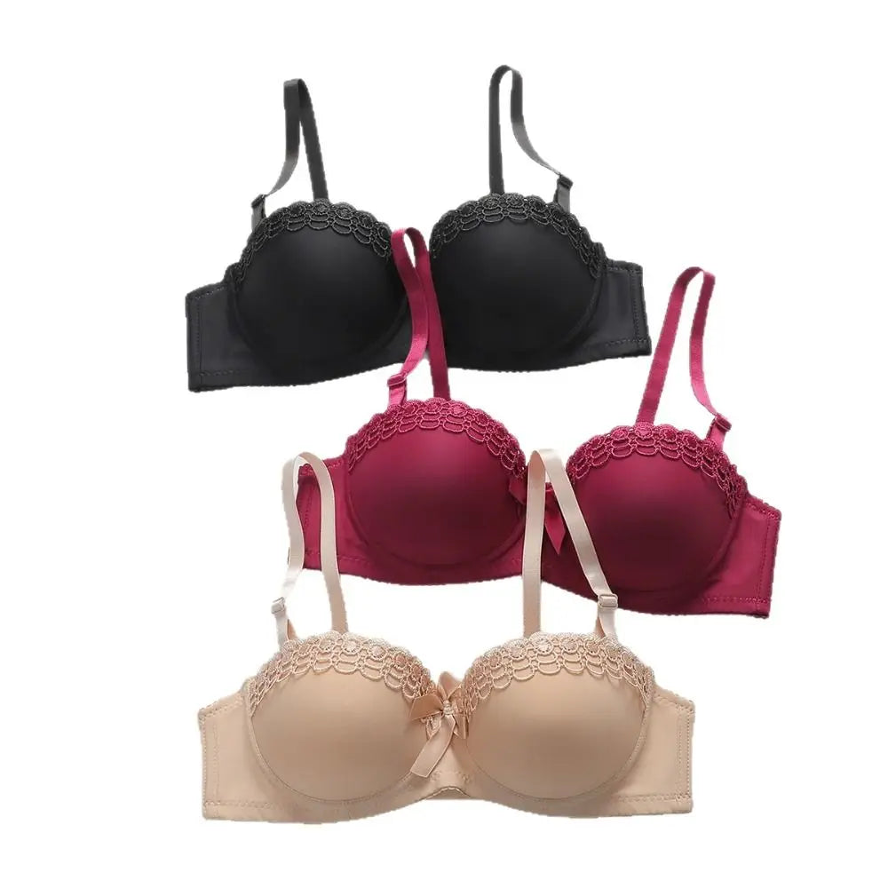 Push Up Gathered Deep V Bra Anti-sagging Underwear Lace Bras Shockproof Lingerie Bras for Women Gift