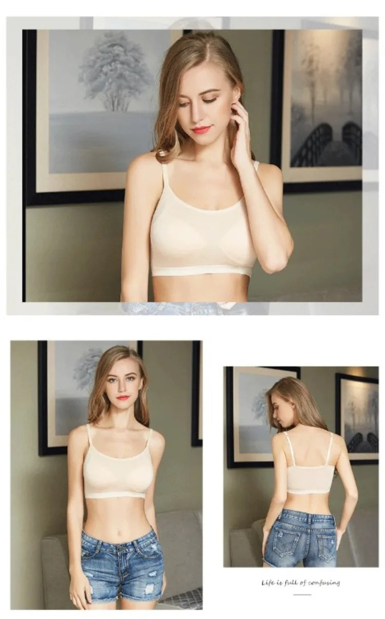 Sports Sexy Bra for Women Girl's Tank Crop Top Seamless Underwear Padded and Non Steel Ring Comfortable Nylon Running Yoga Bra