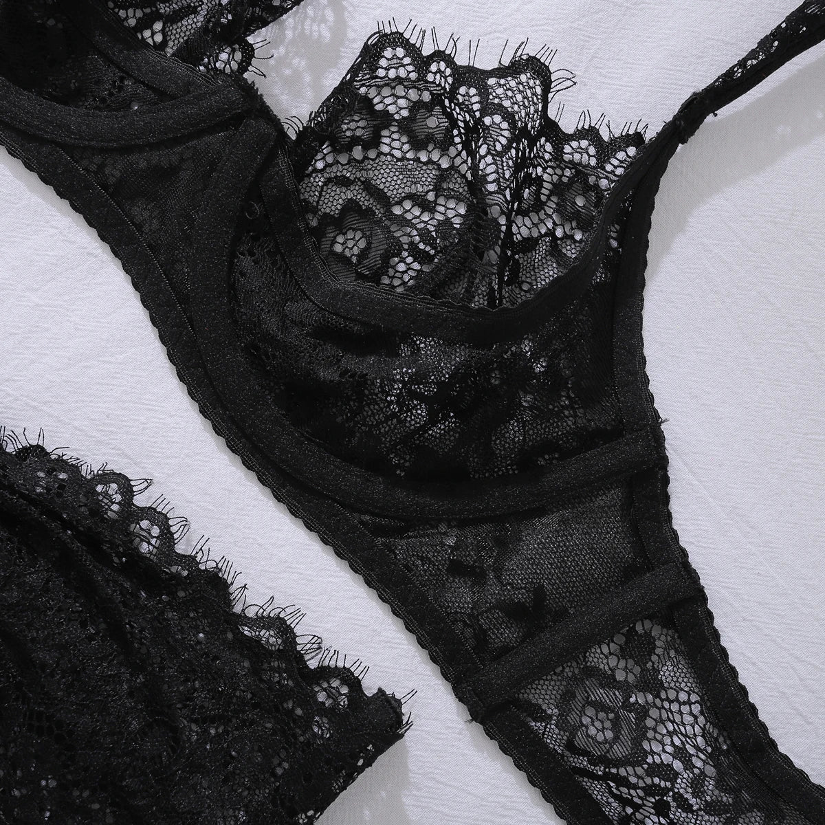 New Lace Sexy Lingerie Set With Hollowed Out Backless Perspective And Seductive Charm, Five Piece Set with Steel Ring Lingerie