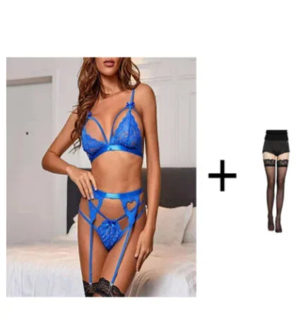 Erotic Lingerie Ladies Sexy Lingerie Exotic Clothing Sexy Hot Bra Panties Underwear Set Intimate Hollow Red Garter Underwear Set