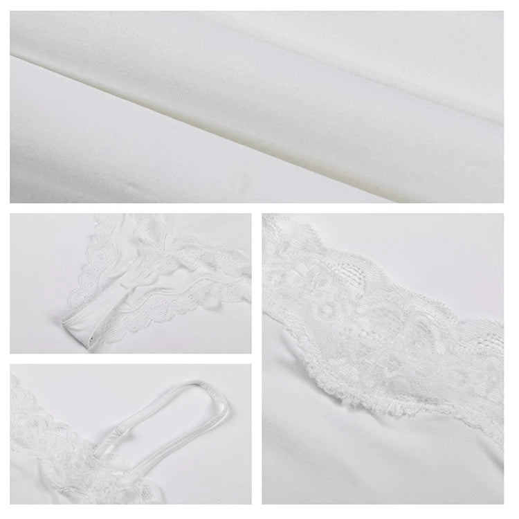 Meet'r Lace Camisole Bodysuit Lingerie Ladies Lace-edged Sexy Body-shaping Shapewear G-string Inner Tight Corset Underwear