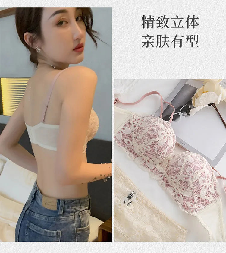 New Push-Up Lingerie Set Comfortable Wire-Free and Lightweight Bra Provides Lift and Side Support Sexy & Exquisite Lace Design