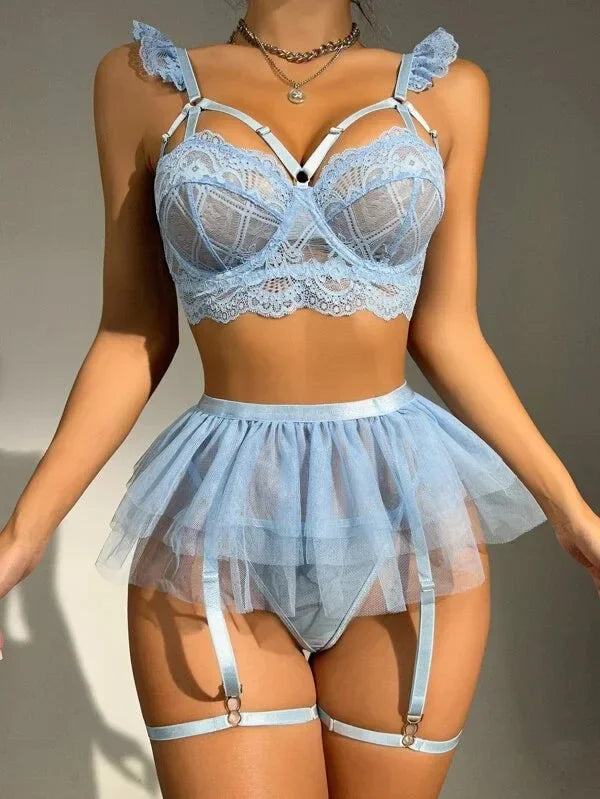 Sexy Lingerie Erotic Underwear Set Transparent Porno Lace Sexy Bra And Panty Garter Set Lingerie Sexy Hot Erotic Sleepwear