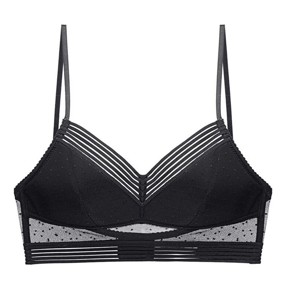 Low Back Bras For Women Seamless Invisible Backless Bra Polka Dot Mesh Bralette Ladies Wireless Brassiere
