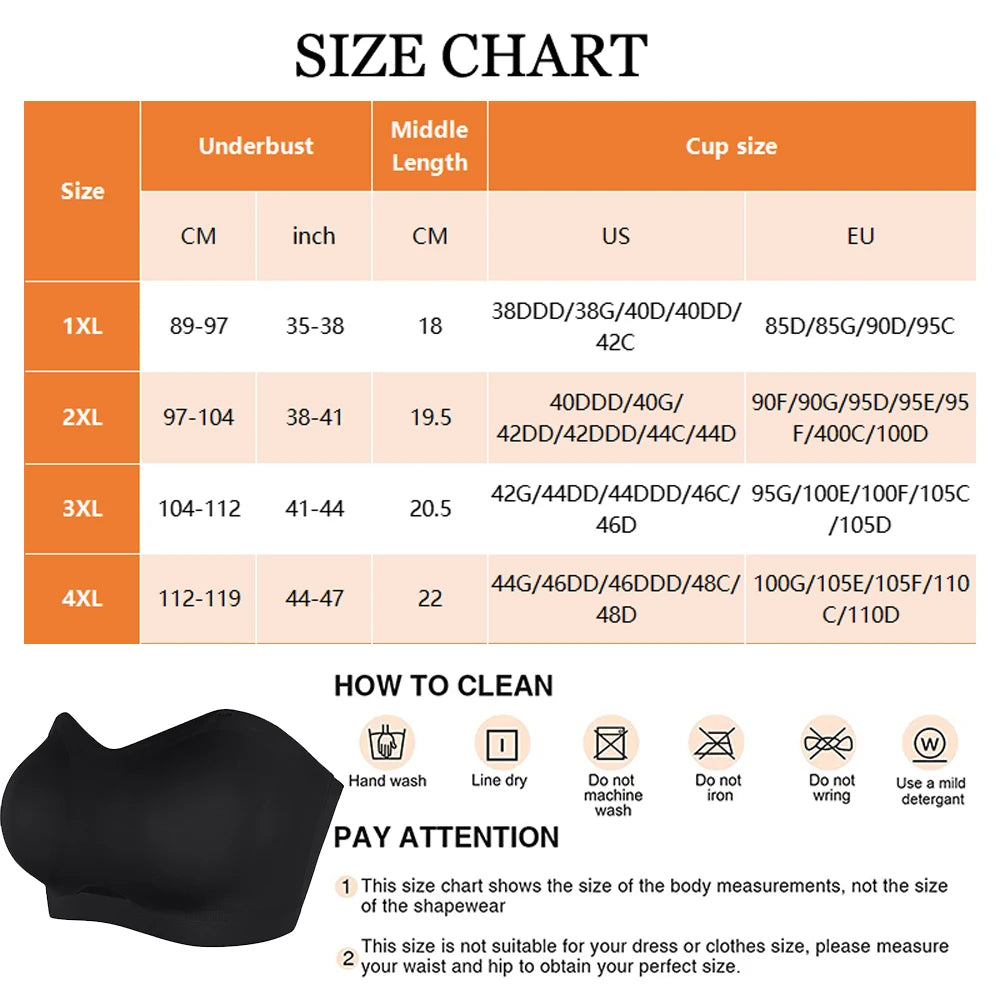 Strapless Bras for Women Lift Bra Wire-Free Anti-Slip Invisible Push Up Seam-free Detachable Straps Bandeau
