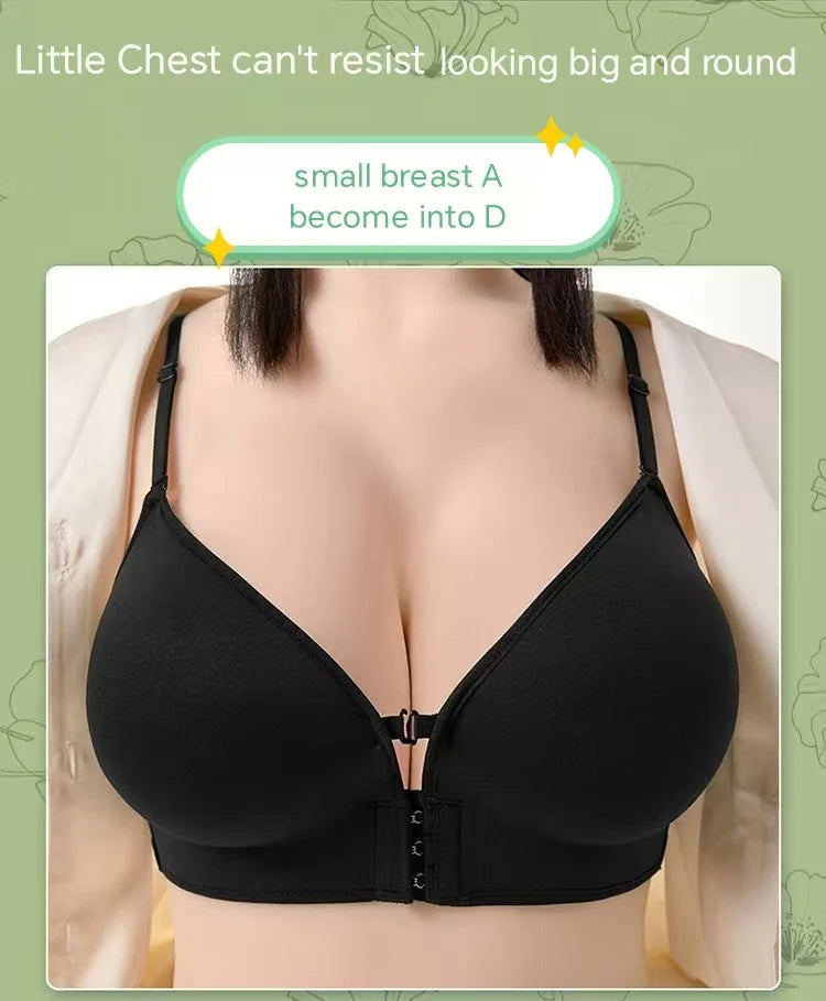 12cm Thickened Front Closure Push Up Bra - Ultra Thick Padded Lift for Small Chest, Deep Plunge Sexy Lingerie