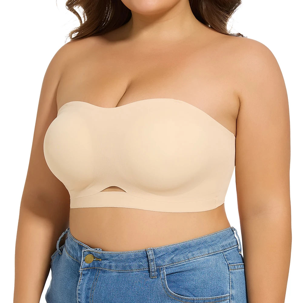 Strapless Bras for Women Lift Bra Wire-Free Anti-Slip Invisible Push Up Seam-free Detachable Straps Bandeau