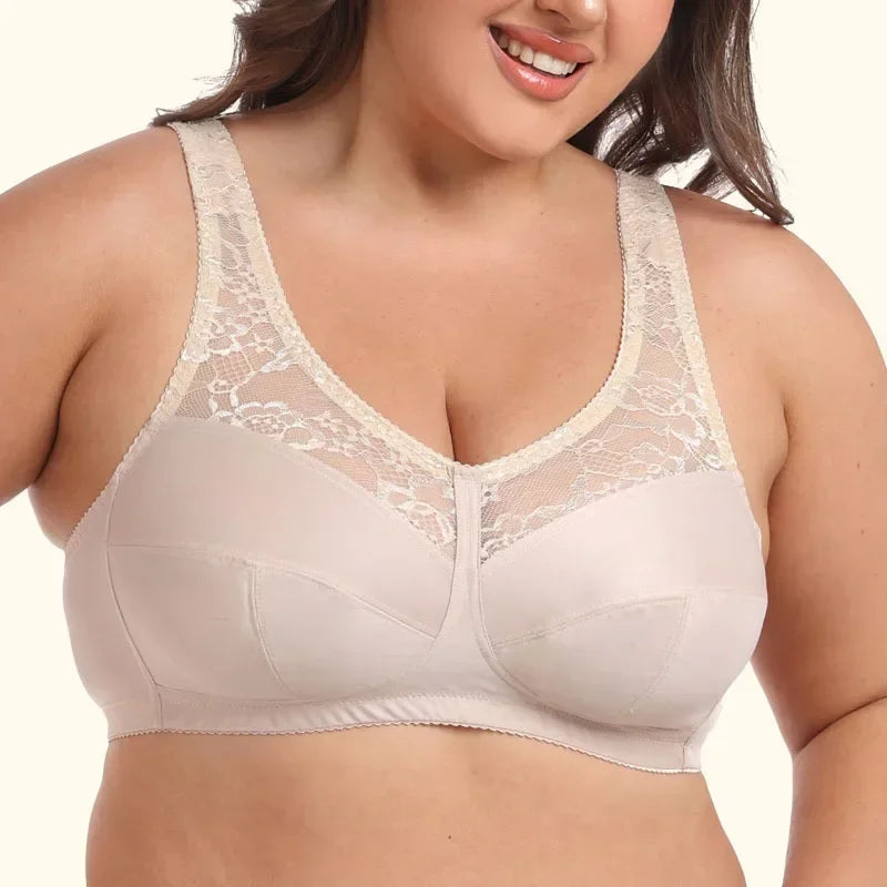 Summer Bra Thin Full Cup Bra for Women Sexy Lace Large Size Non Padding Wirefree Bras Plus Size Breathable Bralette BCDEFG