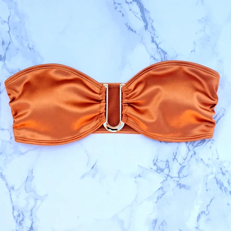 Sexy Women Bikini Brazilian Swimsuit Push-up Bra Bikini Set Two Piece Swim Suit Swimwear High-waisted Beachwear Solid Bathing