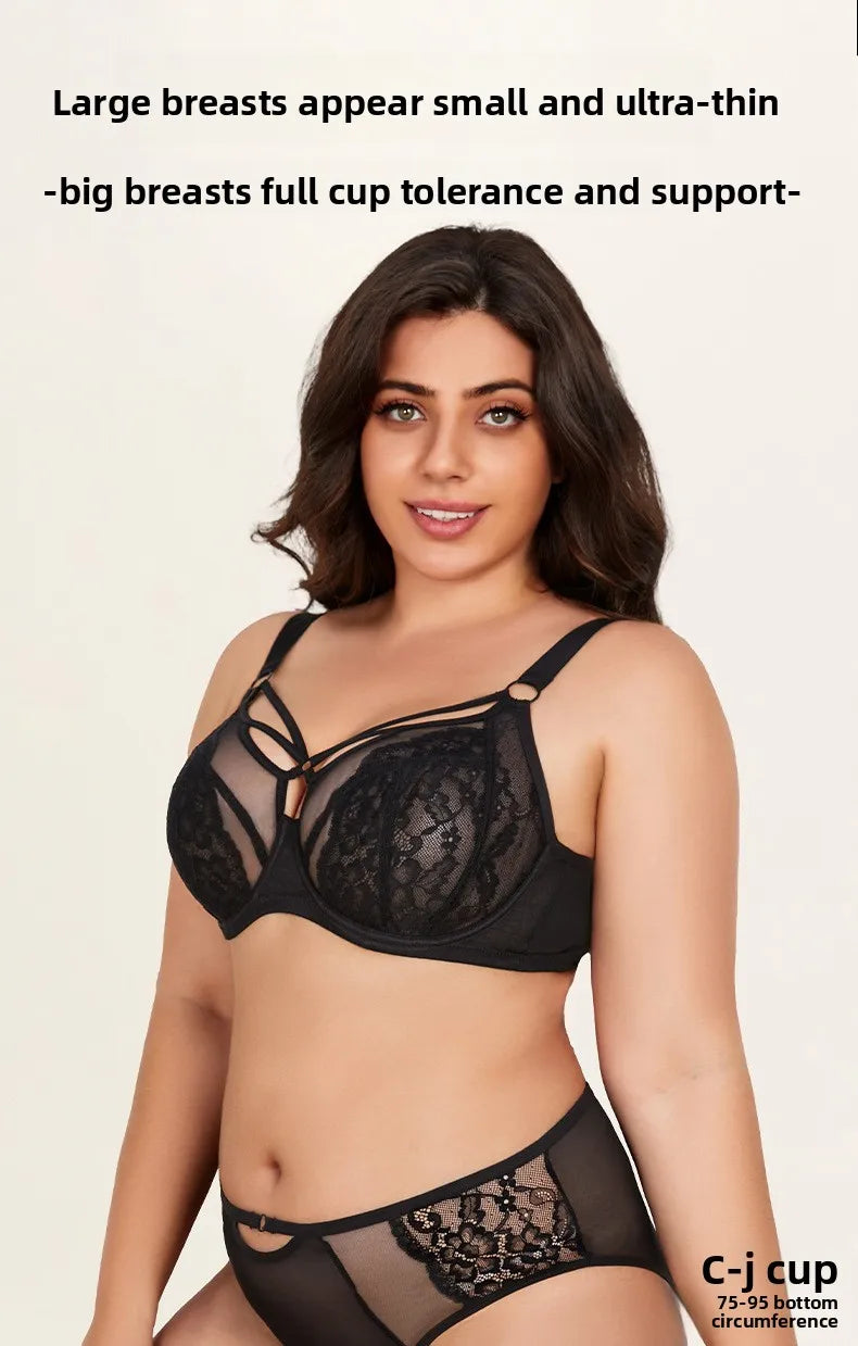 Plus Size Full Coverage Bras for Large Bust , Minimizer Lift Support , Lace Breathable Thin, D-K Cup , For Curvy Women