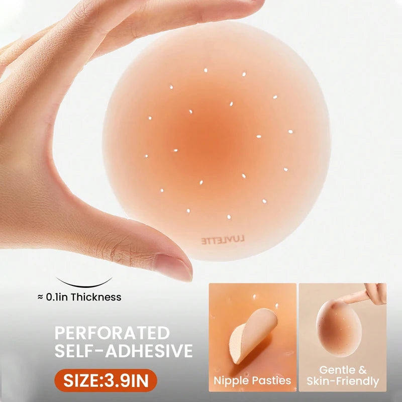 Women Breathable Silicone Nipple Cover Hollow Out Breast Petal Strapless Bras Summer Invisible Intimates Boob Pads With Box
