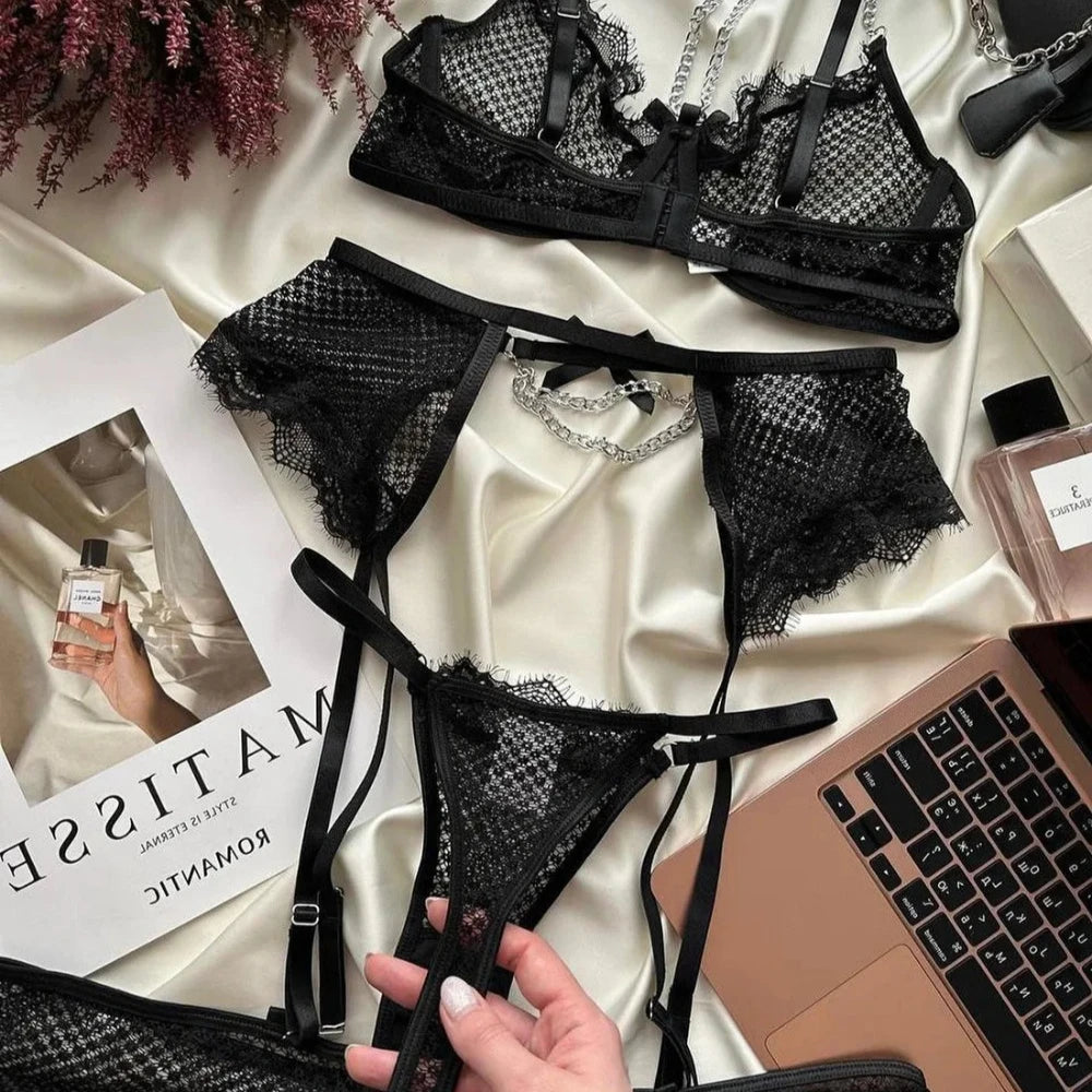 Lingerie Underwear Bras Sets Lace Garter Lingerie Women Intimates 2025 Underwire Bra And Panty Thongs Ladies Underwear Set