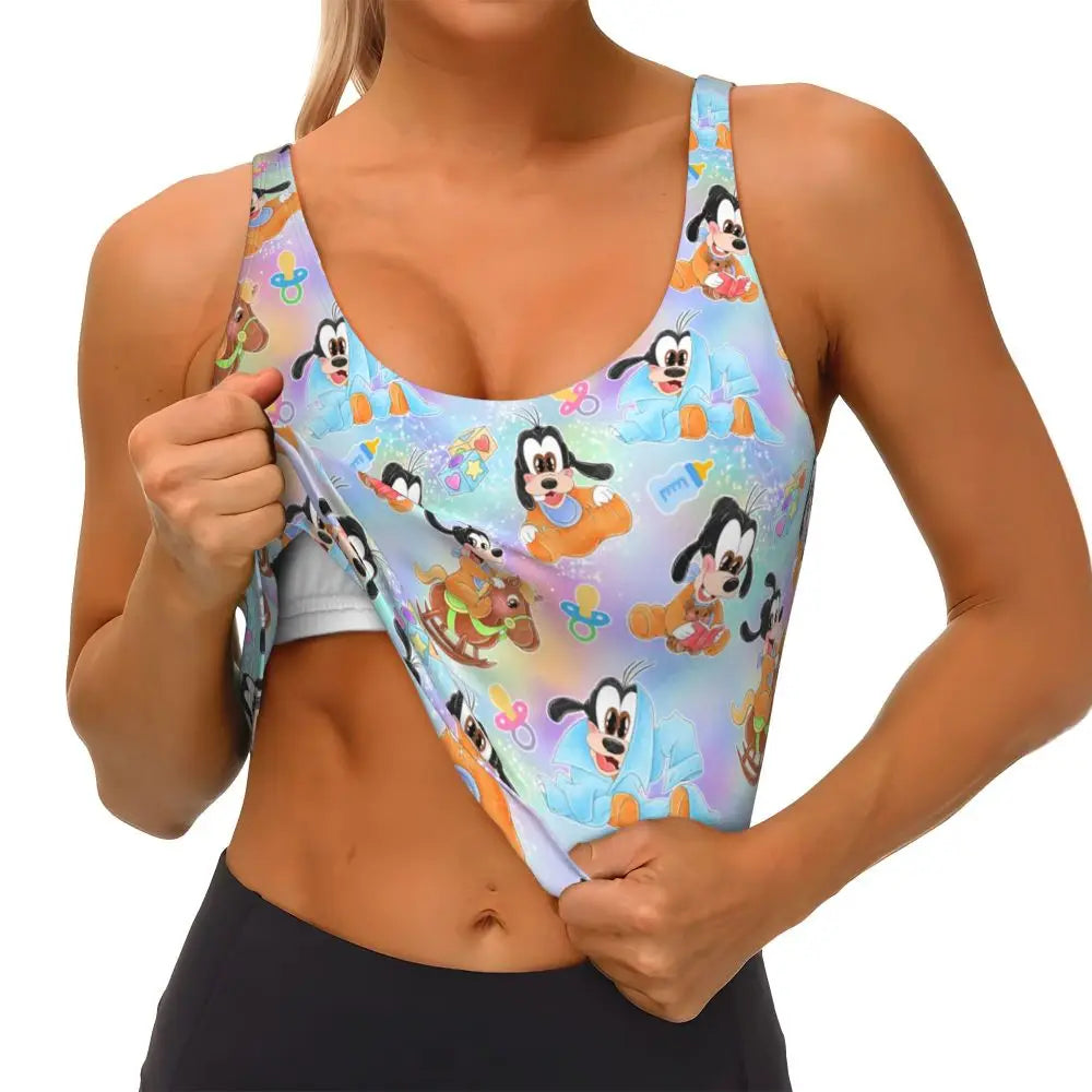 Custom Goofy Cartoons High Impact Sports Bras for Women Mangas Seamless Workout Running Crop Tank Tops