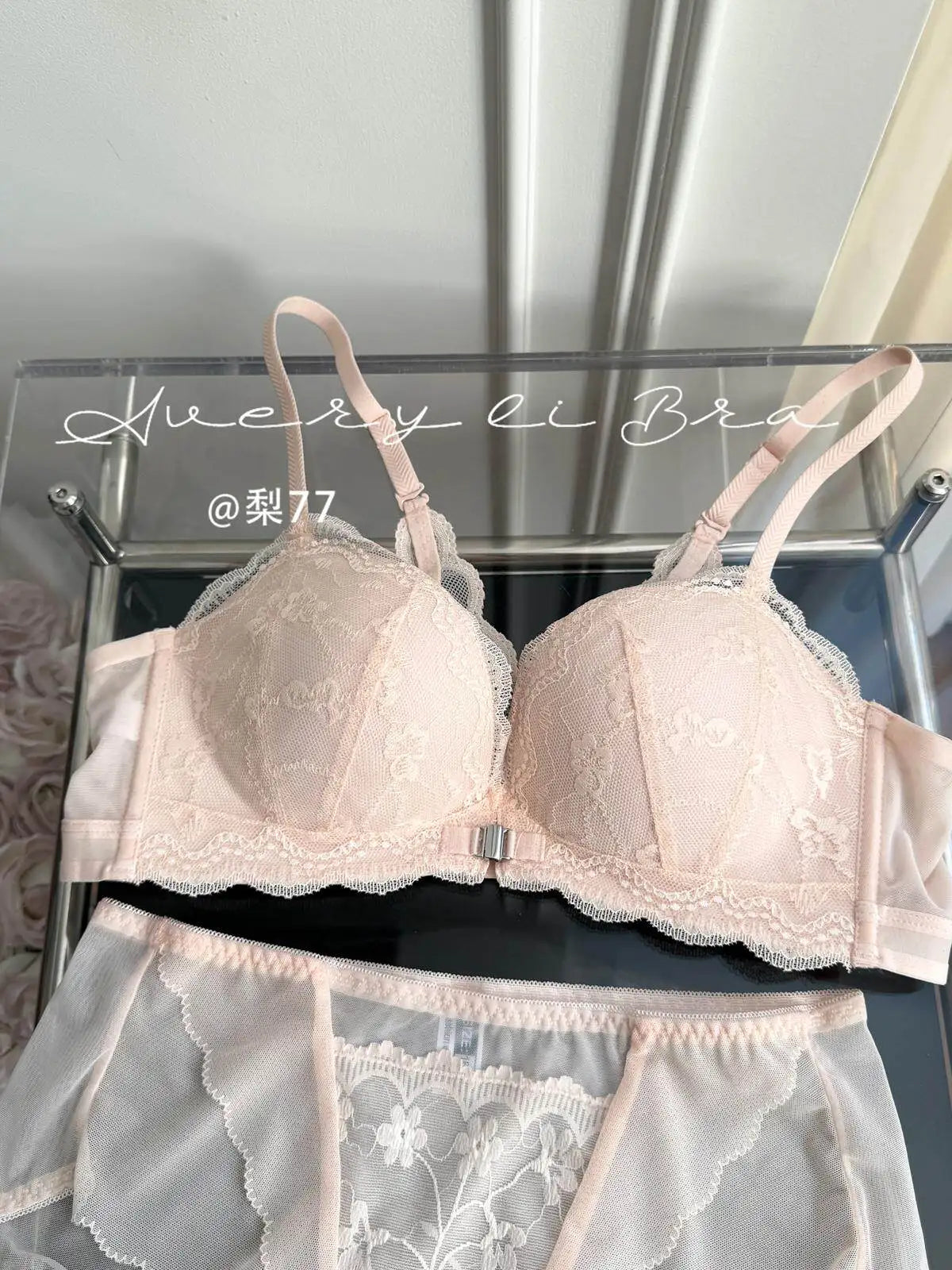 Women's Front Closure Bras Small Boobs Push Up Sexy French Lace Backless Anti Droop Side Smoothing Bandeau T-Shirt Bra