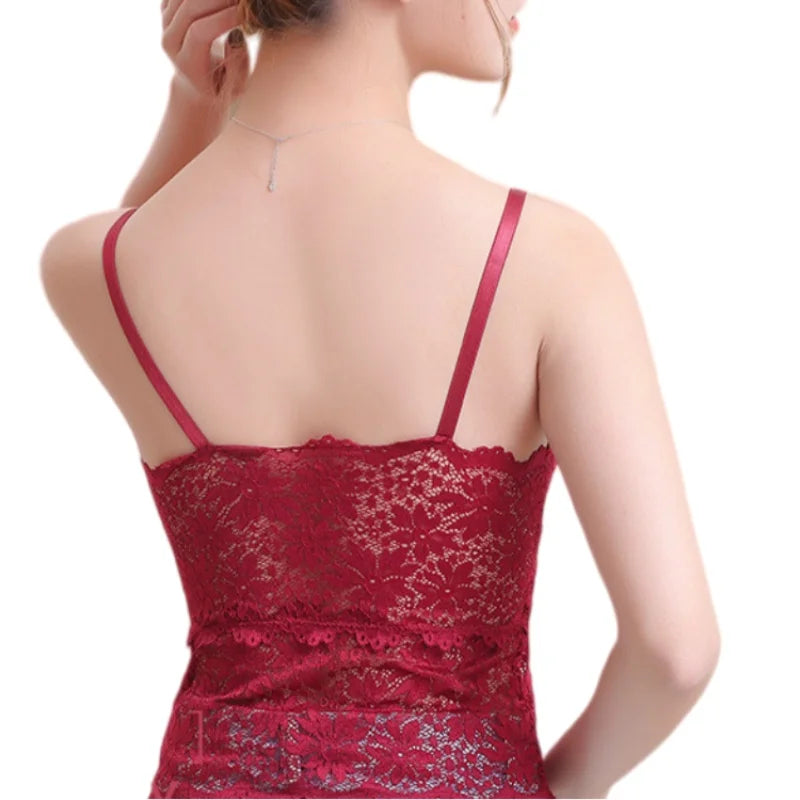 Lace Bra Top Women's Floral Lace Bralette Sexy Lingerie Non-wire Underwear Adjustable Straps Camisoles Bra Removable Pads