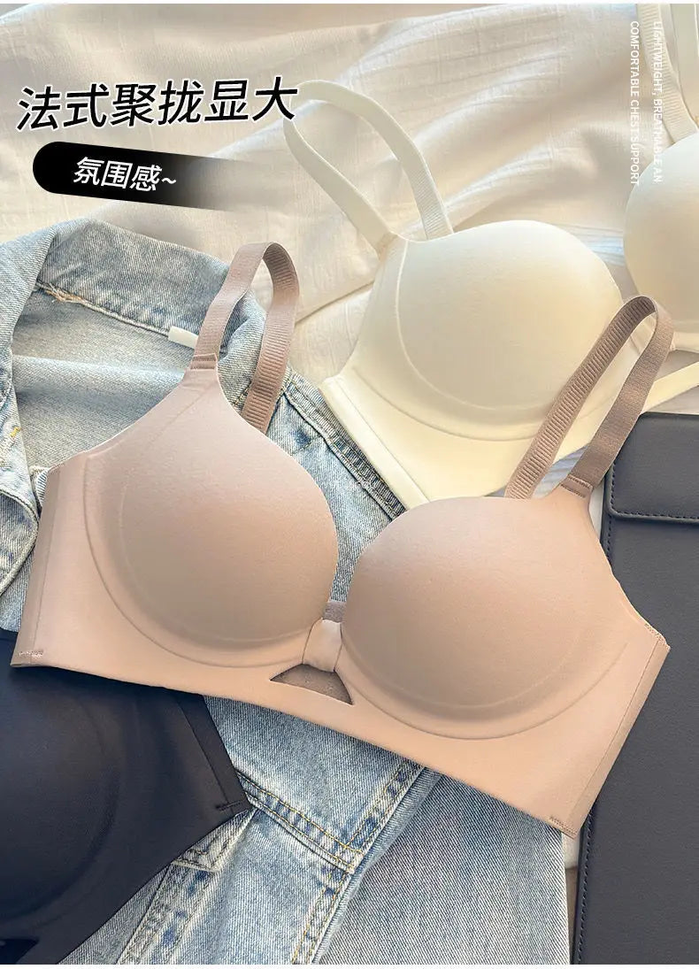 Strapless Push Up Bra for Small Bust - Lift Enhance Anti-Sag Side Coverage Wireless Comfort Convertible T-Shirt Bra A-C Cup