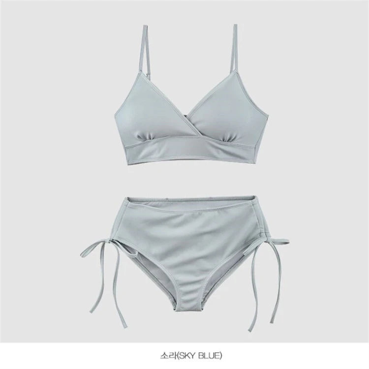 High Waist Bikini Women's Swimsuit Thermal Spring Separate Slimming Cover up Belly Fitn Swimming Wear Korean Trend