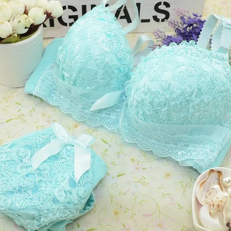 Push-up Bra and Panty Sets  Beauty Back Sexy Women's Underwear Set Lace Female Brassiere Embroidery Lingerie Set