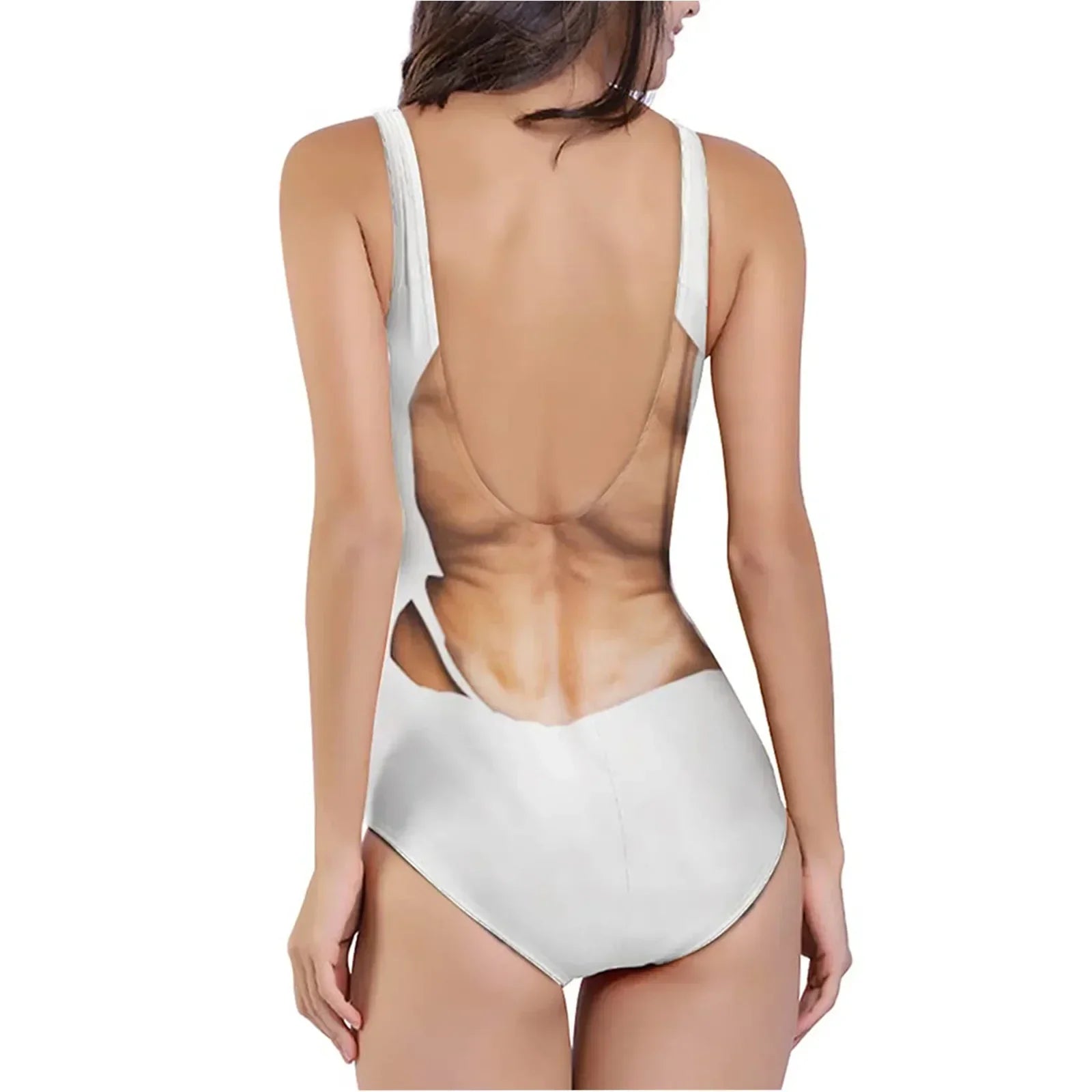 One-Piece Suits 2025 Trendy Women's Sexy Funny 3D Fake Breast Hairy Funny Print Swimsuit Bathing Suit Beach Outfits Bikini Mujer