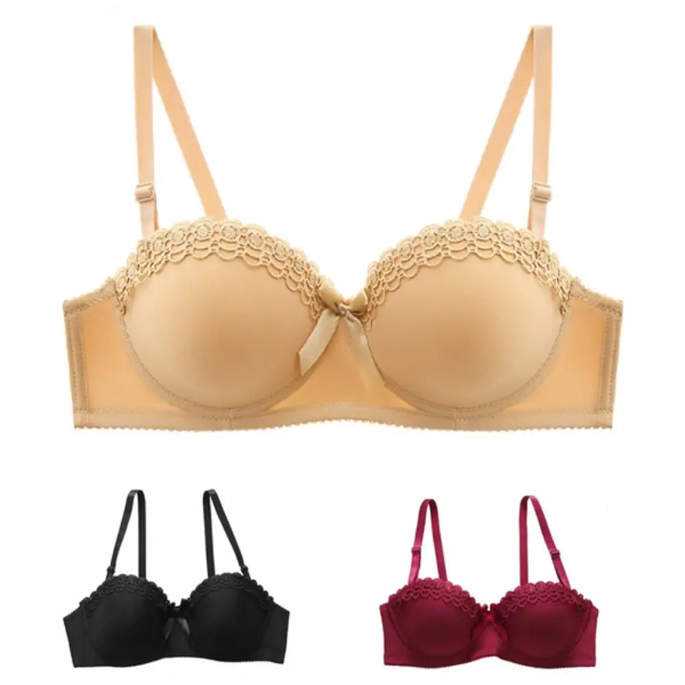 Push Up Gathered Deep V Bra Anti-sagging Underwear Lace Bras Shockproof Lingerie Bras for Women Gift
