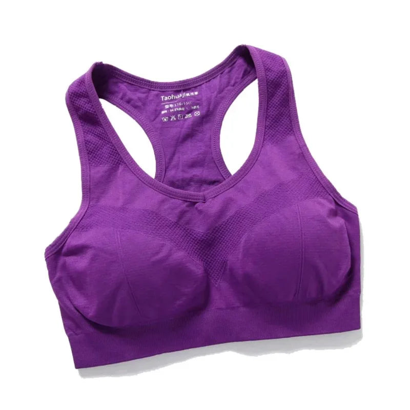 Women Sports Bra Racerback Top Push Up Fitness Bra Underwear Sport Tops Breathable Shockproof Running Vest Gym Active Bras
