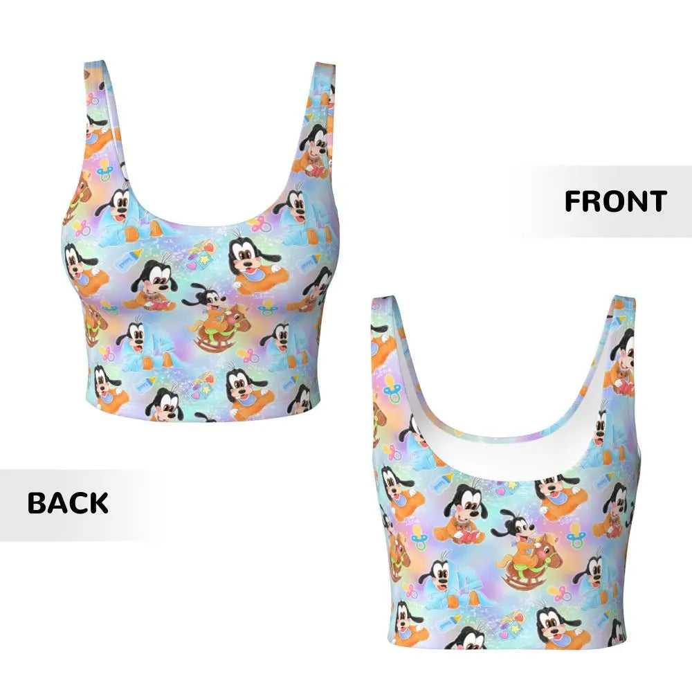 Custom Goofy Cartoons High Impact Sports Bras for Women Mangas Seamless Workout Running Crop Tank Tops