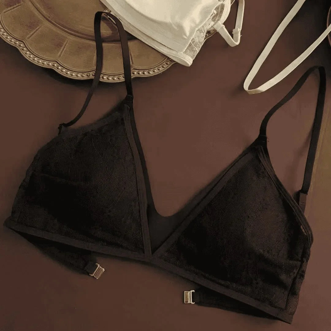 Lace Lingerie for Women's Summer, Thin, Large-bust, Slimming, Lace-curving, Triangular Cup, Beautiful Back, Seamless Bra