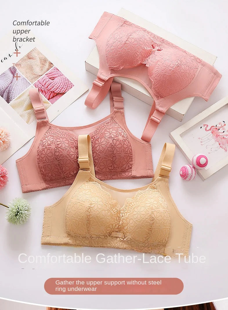 Sexy Lace Bra Cover No Underwire Comfortable Breathable Side Folding Big Breasts Show  Mother Bali Womens Breathe Underwire Bra