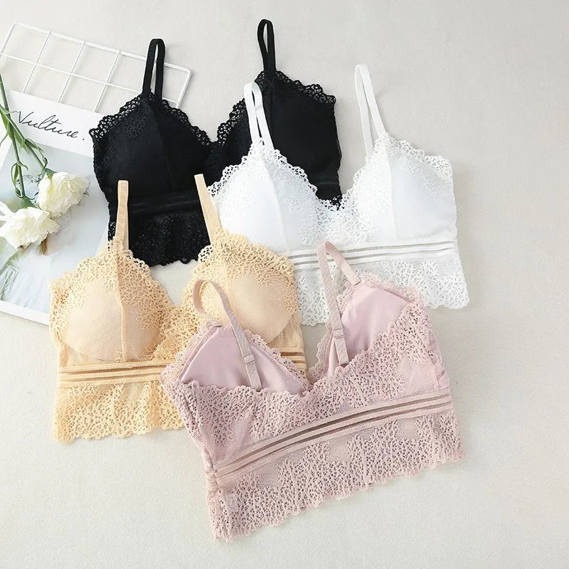 Tube Top Bras Lace Bralette Women Crop Tops Sexy Lingerie V Neck Seamless Underwear Cropped Bra Female Tank Crop Top