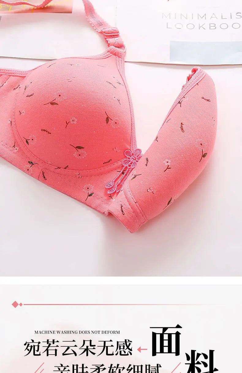 Large and Thin Underwire Bra Without Steel Ring Comfortable Gathering and Breathable Bra for Middle-aged and Elderly Mothers