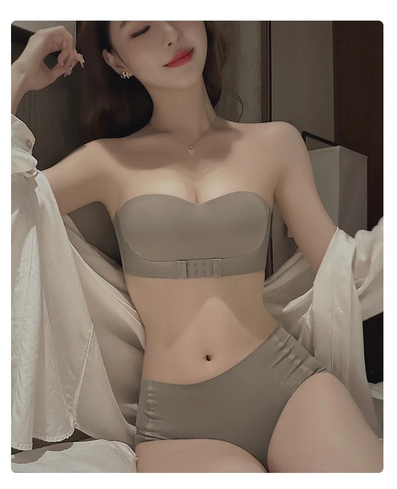 1pcs Women's Strapless Bras Lady With Padding Seamless Front Button Bra Female Comfortable Smooth Underwear Invisible Brassieres