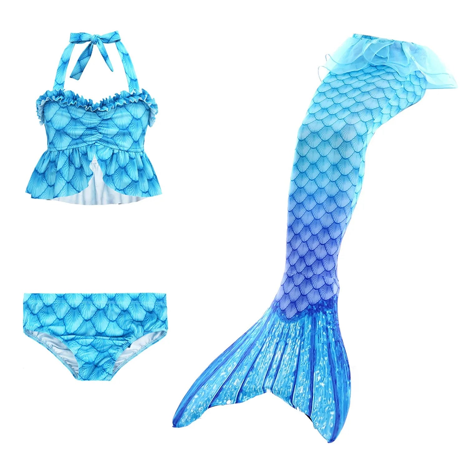 Bikini Top & Mermaid Skirt Girl Swimsuit Kid Swimwear Children Bathers Bathing Swimming Swim Suit Fashion Print Beachwear New