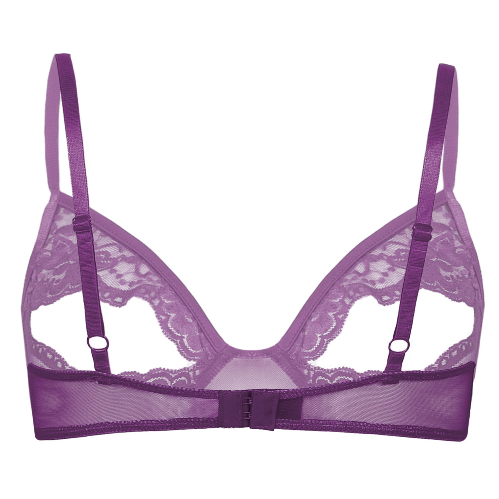 Women Nipple Exposed Bra Sexy Open Cup Lace Lingerie Exotic Brassiere Nightclub See-through Bralette Wire-free Unlined Bra Top
