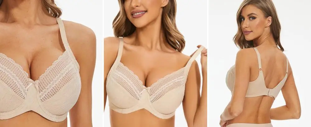 Sheroine Women's Full Coverage Minimizer Underwire Bra Unlined Plus Size Non-Padded Ultrathin Everyday Soft Bras