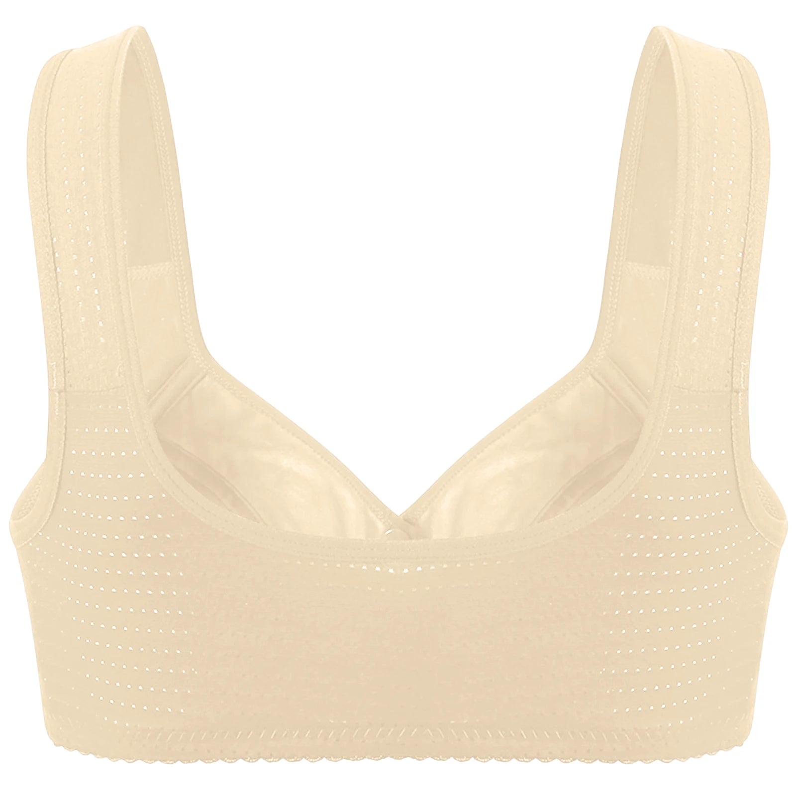 Wireless Wide Straps Women Bra Trendy Plus Size Underwear Lace Bra Stylish Front Closure Breathable Vest Style Lingerie