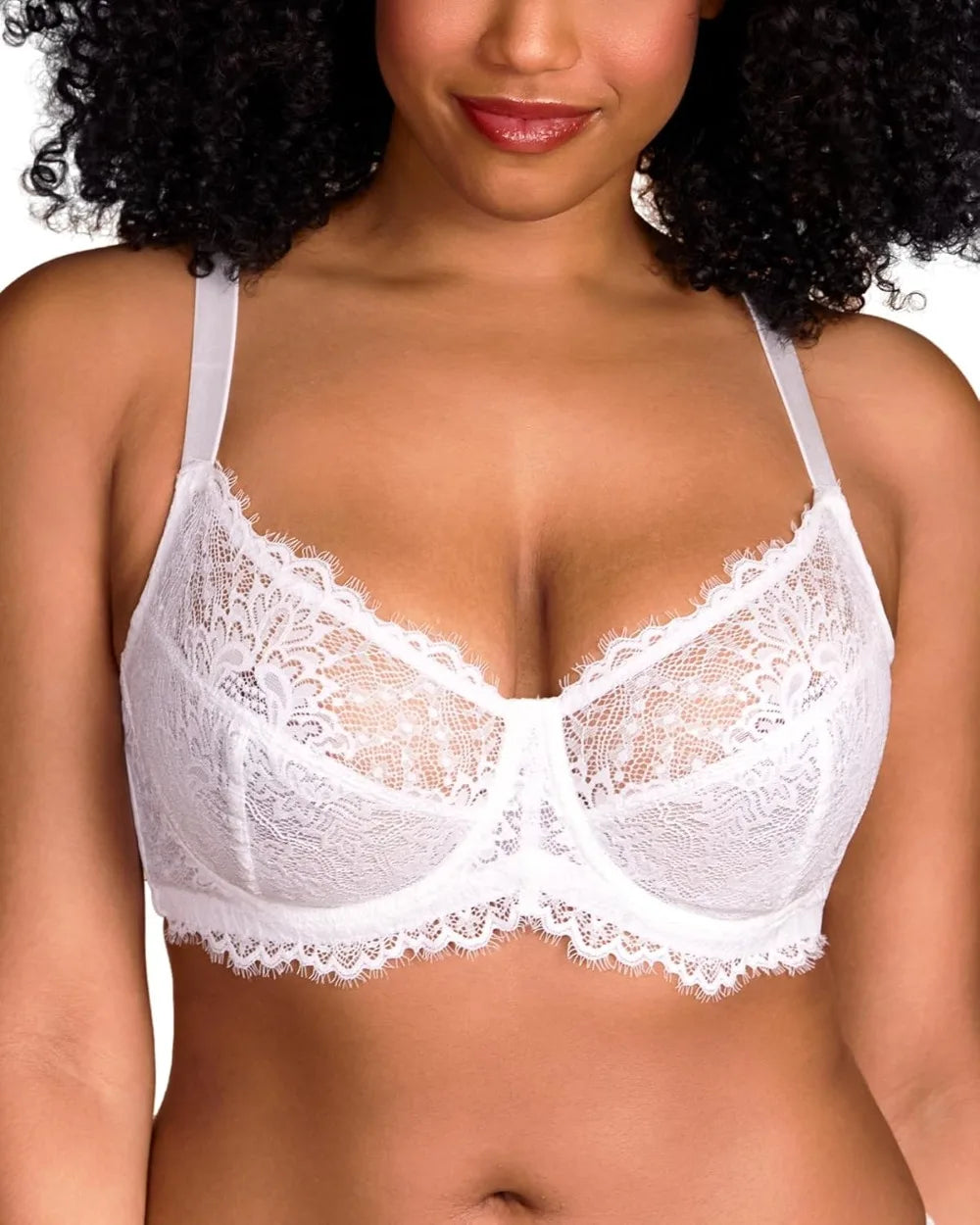 Fashionable Sexy Lace Bras Comfortable Breathable Large-sized Full Cup Without Padding Adjustable Upper Support