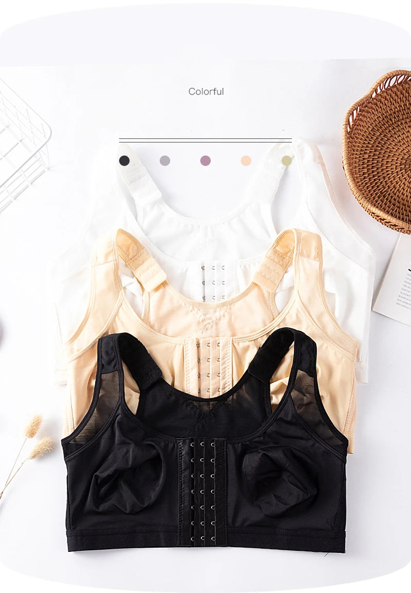 Large Size Sexy Front Closure Bra Wire Free Brassiere Intimates Women's Push Up Bralette Underwear Female Unlined Bras Lingerie