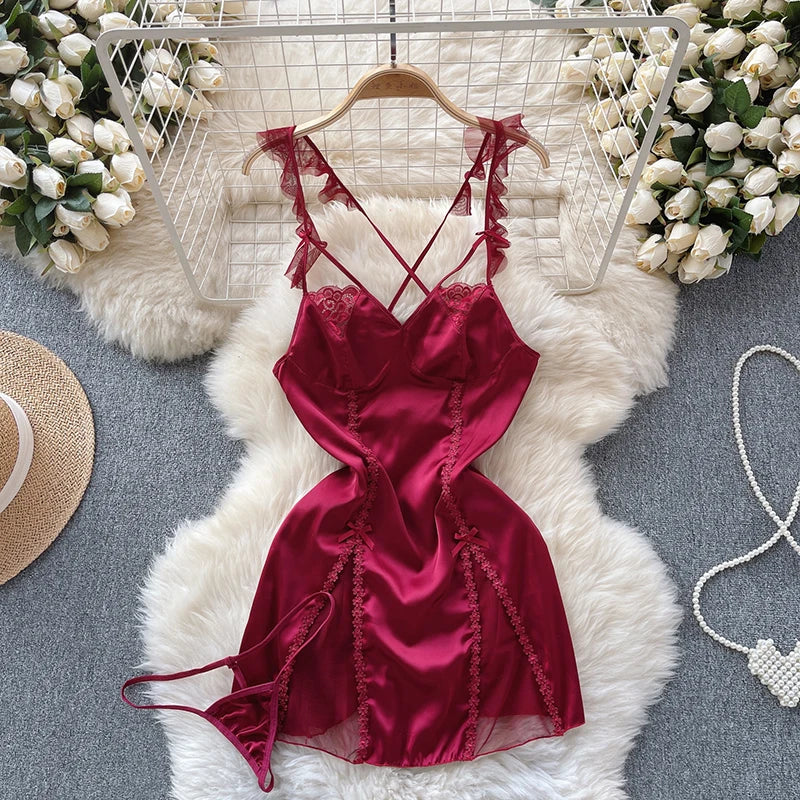 Backless Hotsweet Bow Lingerie For Women See Through Mesh Sexy Bunny Costume Lingerie Bodysuit 4 Piece Jumpsuit Spot Lace Cospla