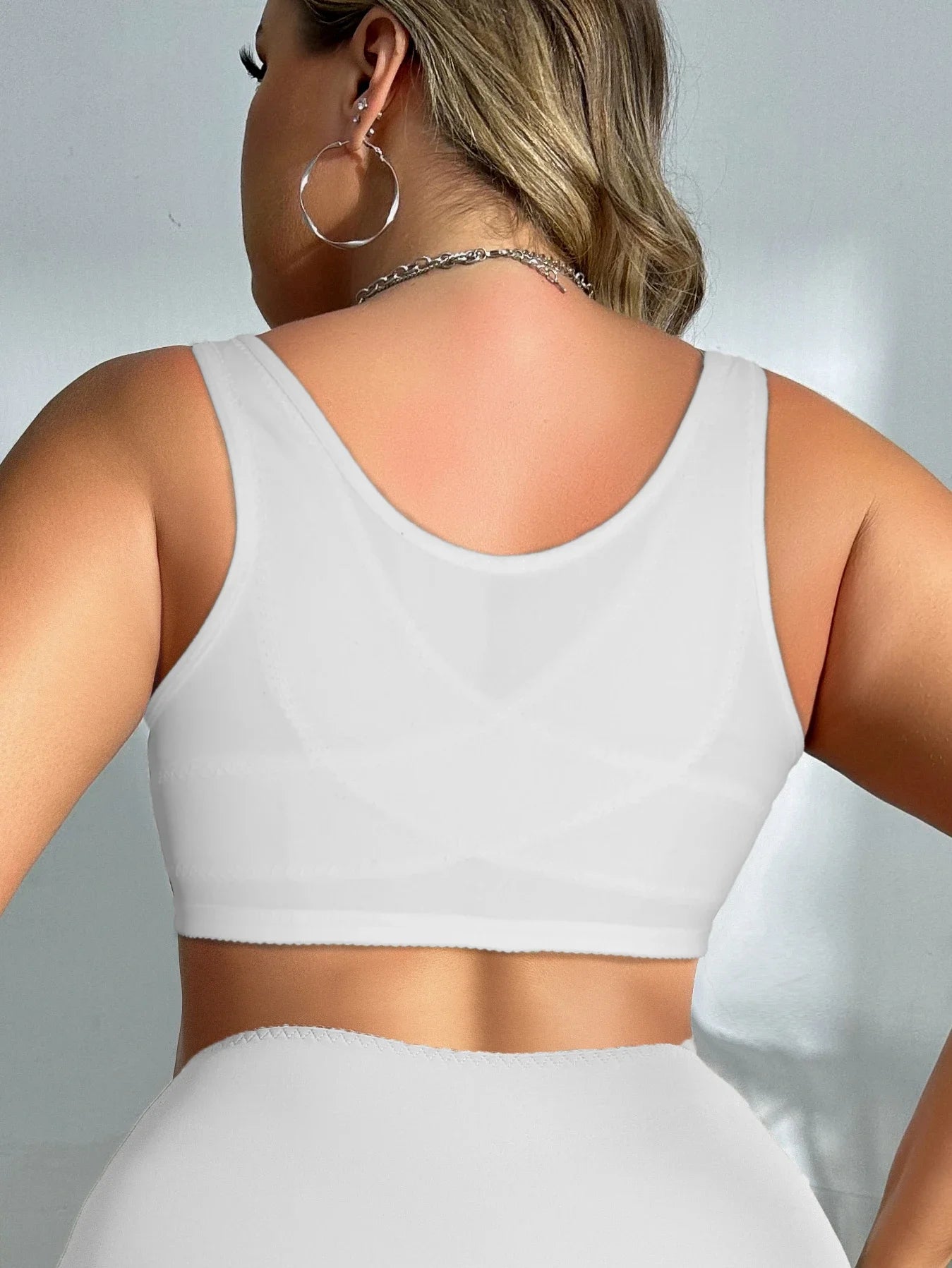 7 Hooks Front Closure Unlined Thin Comfort Bra Plain Floral Undewear Full Cup Minimizer Wireless Lingerie 0XL-5XL