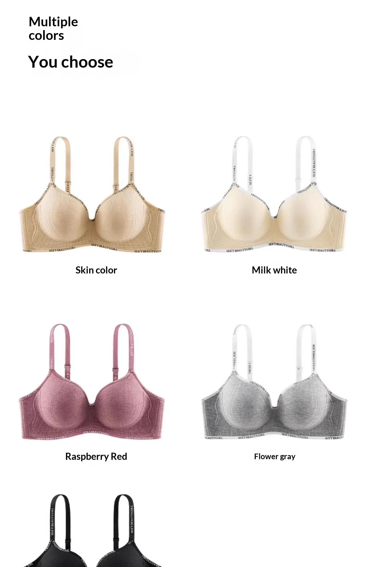 New Fashion Bra for Smaller Busts: Enhances and Gathers with Letter Design Wire-Free, Nude-Feel, Skin-Friendly One-Piece Bra