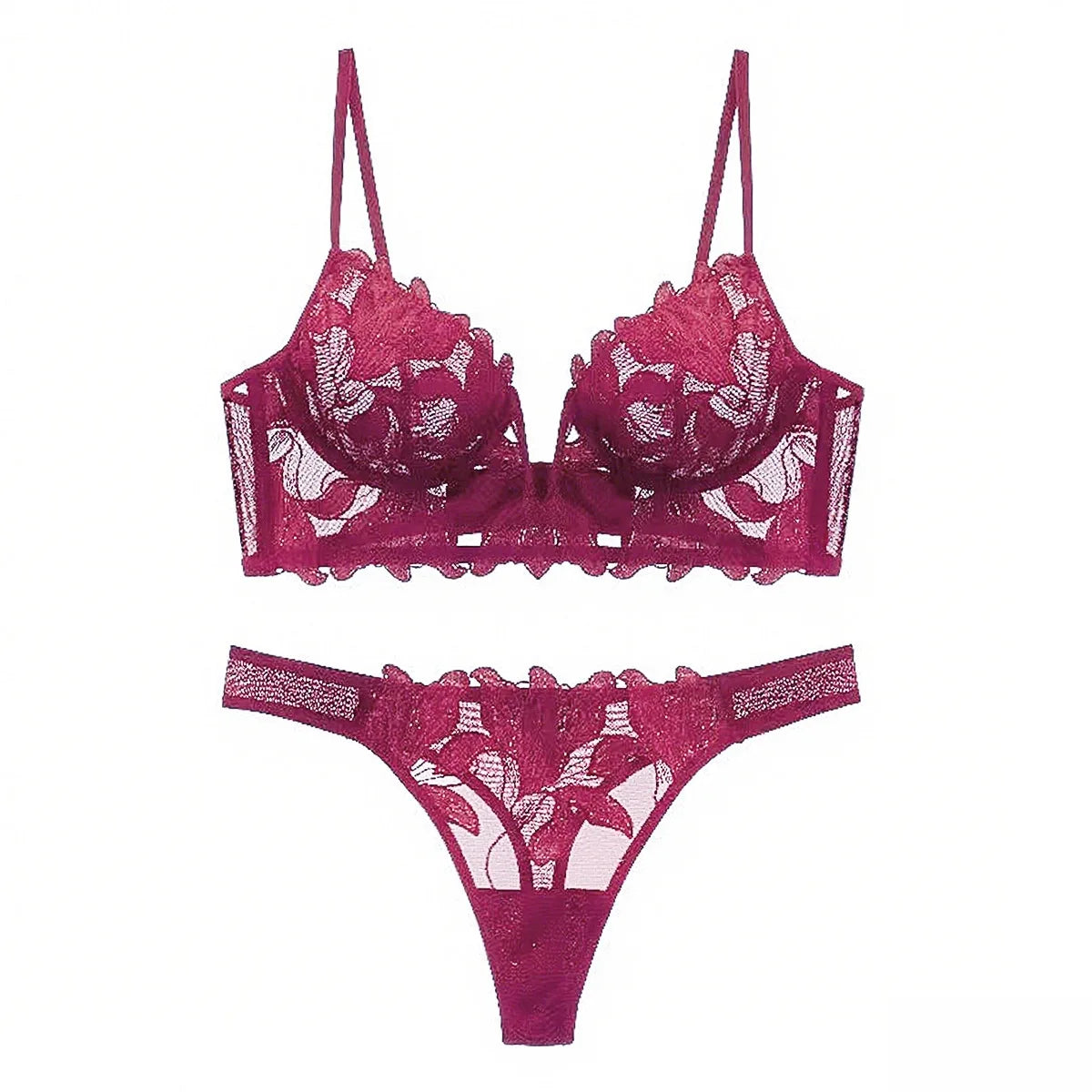 Women Lace Lingerie Set Elegant Sexy Bra Set See Through Underwear Ventilate Ladies Bra and Panty Set