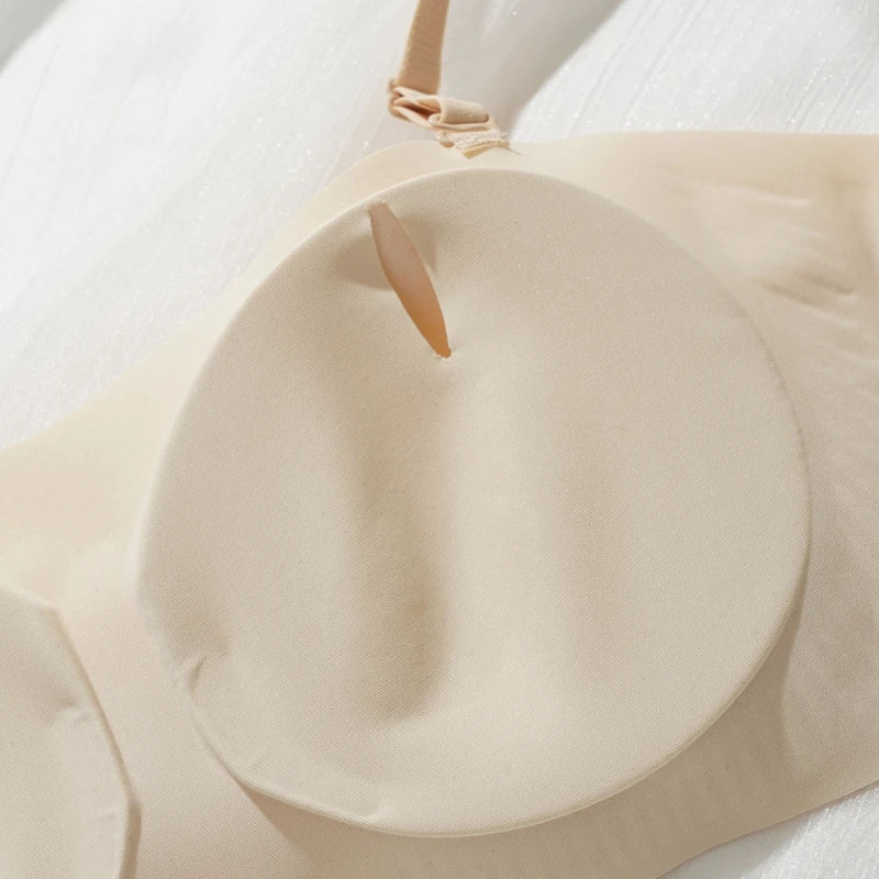 Women's Invisible Push Up Bras Spring Summer New Cool Detachable Shoulder Strap Underwear Silicone Anti Slip Thin Solid Bra